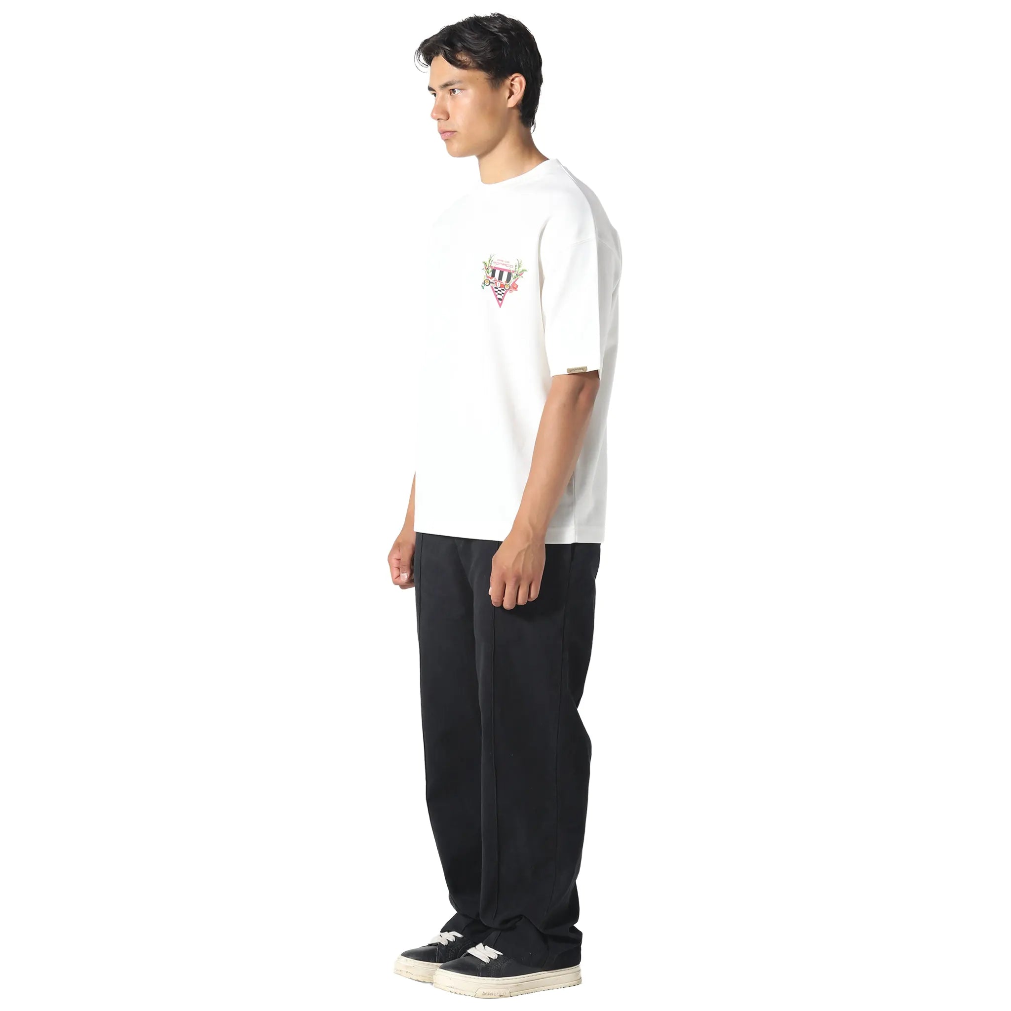 Front Side View of Pas De Monaco Formular Check Off White T-Shirt PKK22O00D-A11